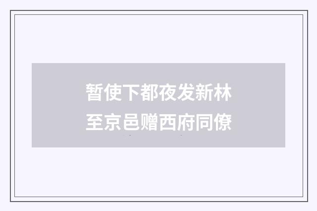 暂使下都夜发新林至京邑赠西府同僚