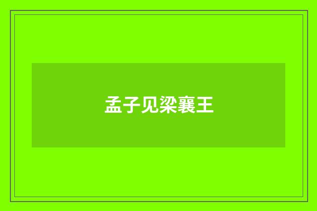 孟子见梁襄王