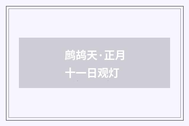 鹧鸪天·正月十一日观灯