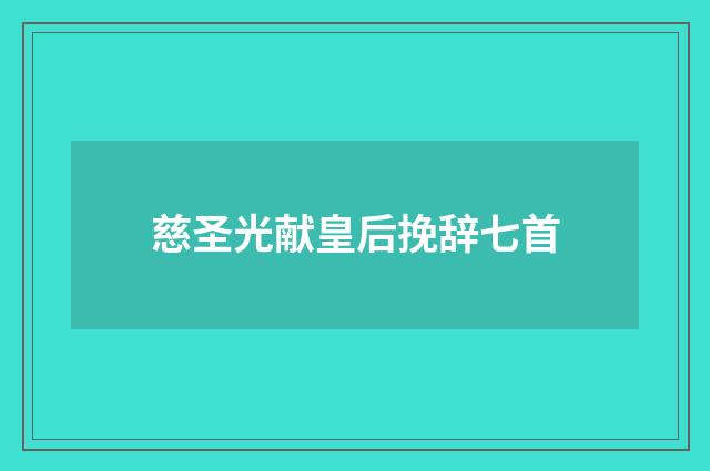 慈圣光献皇后挽辞七首