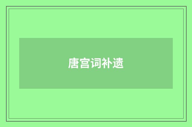 唐宫词补遗