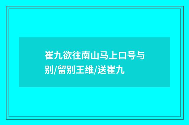 崔九欲往南山马上口号与别/留别王维/送崔九