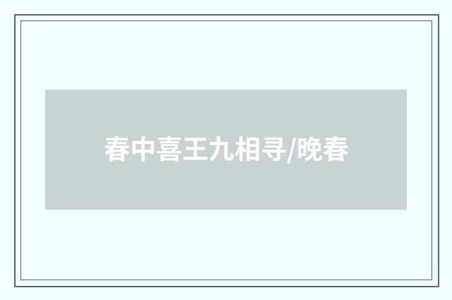 春中喜王九相寻/晚春