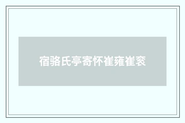 宿骆氏亭寄怀崔雍崔衮