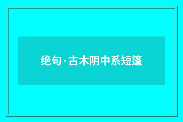 绝句·古木阴中系短篷