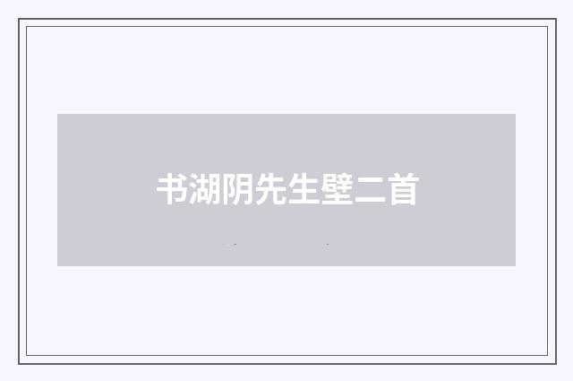 书湖阴先生壁二首