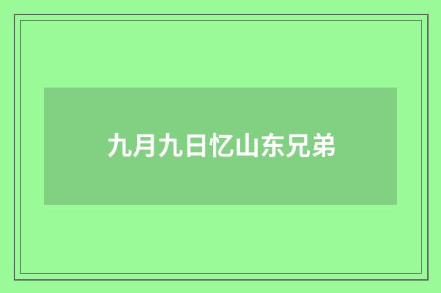 九月九日忆山东兄弟
