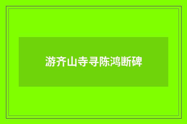游齐山寺寻陈鸿断碑