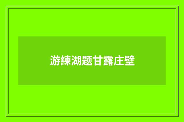 游練湖题甘露庄壁