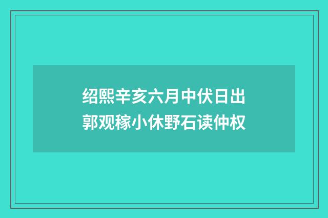绍熙辛亥六月中伏日出郭观稼小休野石读仲权
