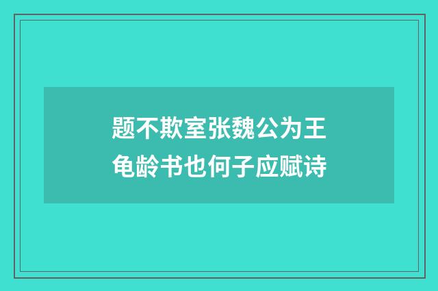 题不欺室张魏公为王龟龄书也何子应赋诗