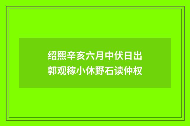 绍熙辛亥六月中伏日出郭观稼小休野石读仲权