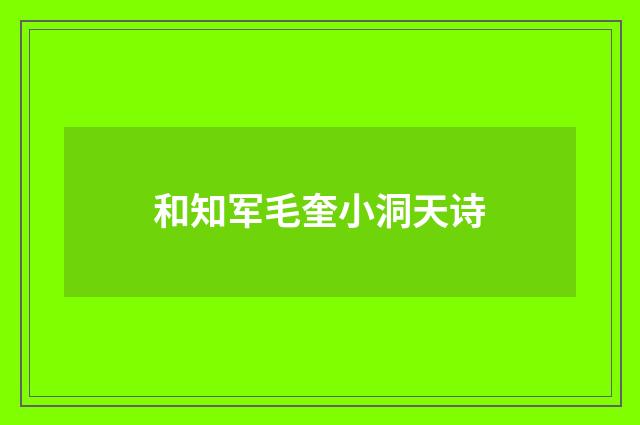 和知军毛奎小洞天诗