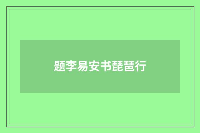 题李易安书琵琶行