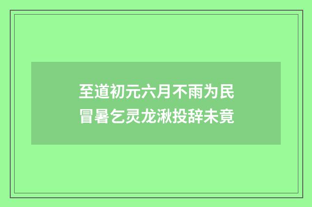 至道初元六月不雨为民冒暑乞灵龙湫投辞未竟