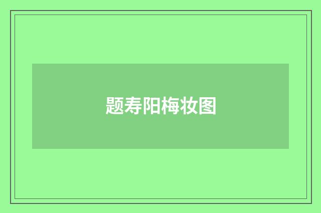 题寿阳梅妆图