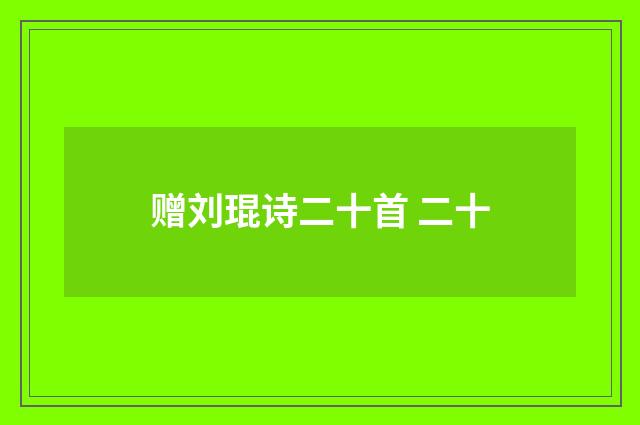 赠刘琨诗二十首 二十