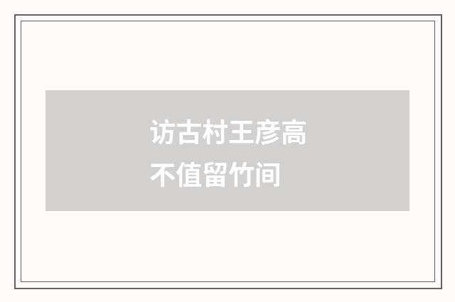 访古村王彦高不值留竹间
