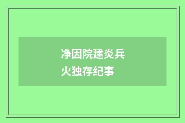 净因院建炎兵火独存纪事