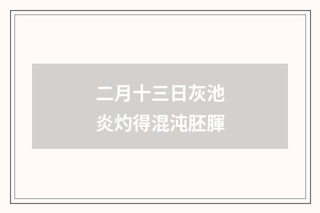 二月十三日灰池炎灼得混沌胚腪