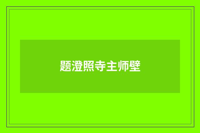 题澄照寺主师壁