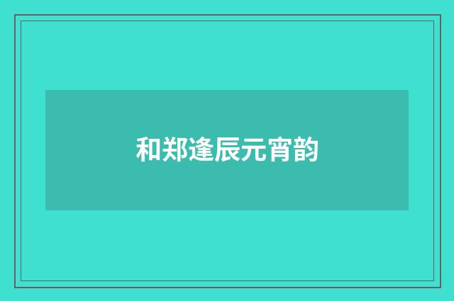 和郑逢辰元宵韵