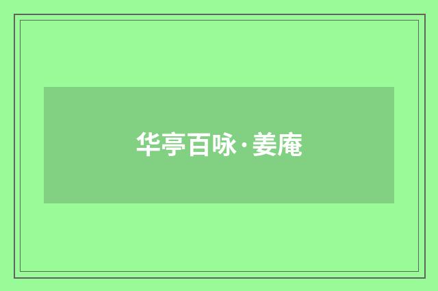 华亭百咏·姜庵