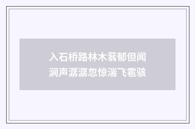 入石桥路林木蓊郁但闻涧声潺潺忽惊湍飞雹骇