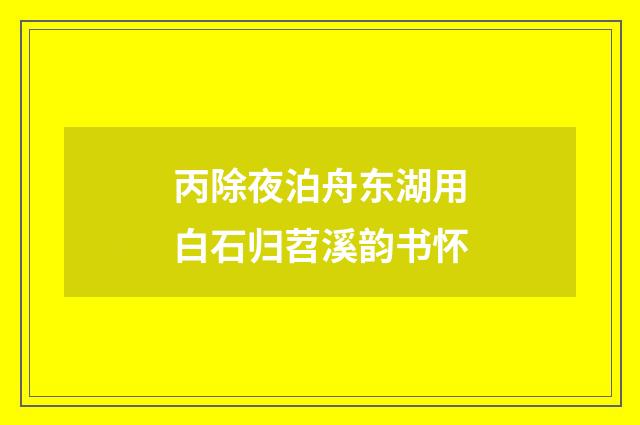 丙除夜泊舟东湖用白石归苕溪韵书怀