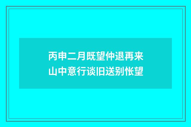 丙申二月既望仲退再来山中意行谈旧送别怅望