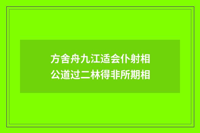 方舍舟九江适会仆射相公道过二林得非所期相
