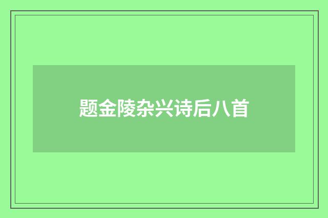 题金陵杂兴诗后八首