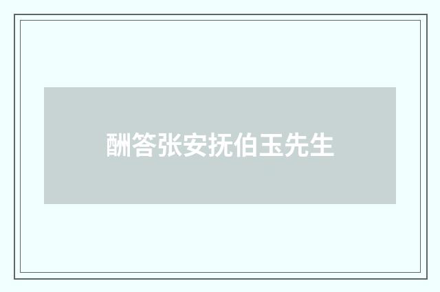 酬答张安抚伯玉先生