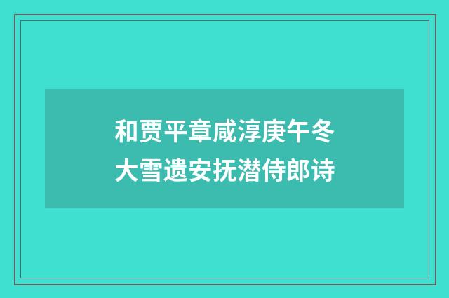 和贾平章咸淳庚午冬大雪遗安抚潜侍郎诗