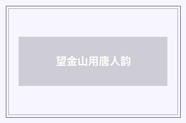 望金山用唐人韵