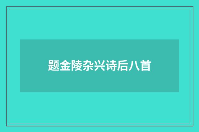 题金陵杂兴诗后八首