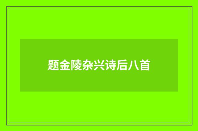 题金陵杂兴诗后八首