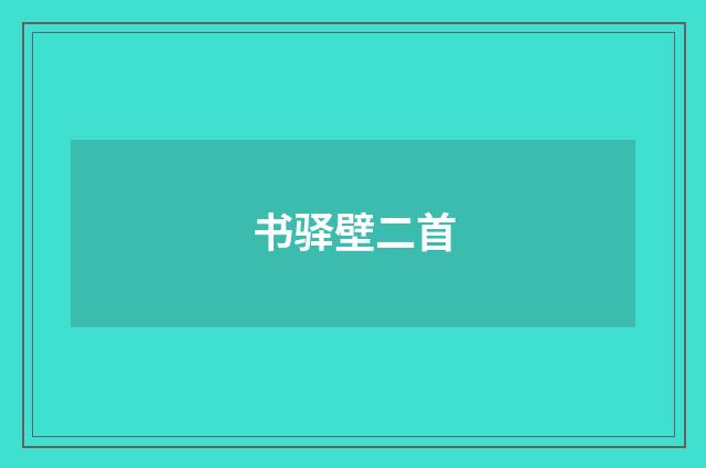 书驿壁二首