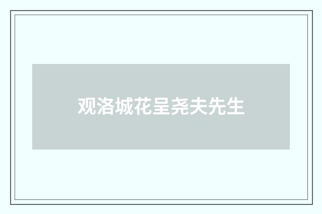 观洛城花呈尧夫先生