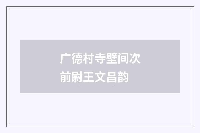 广德村寺壁间次前尉王文昌韵