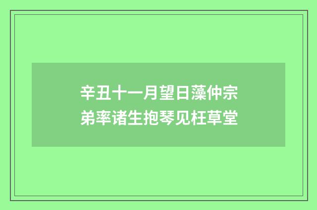 辛丑十一月望日藻仲宗弟率诸生抱琴见枉草堂
