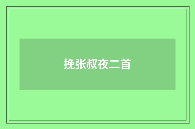 挽张叔夜二首