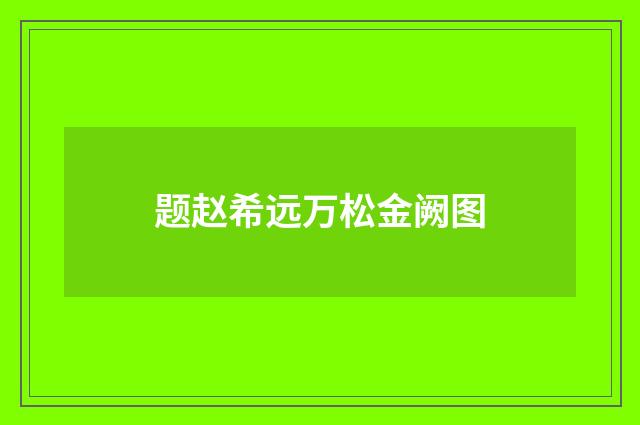 题赵希远万松金阙图