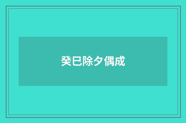 癸巳除夕偶成