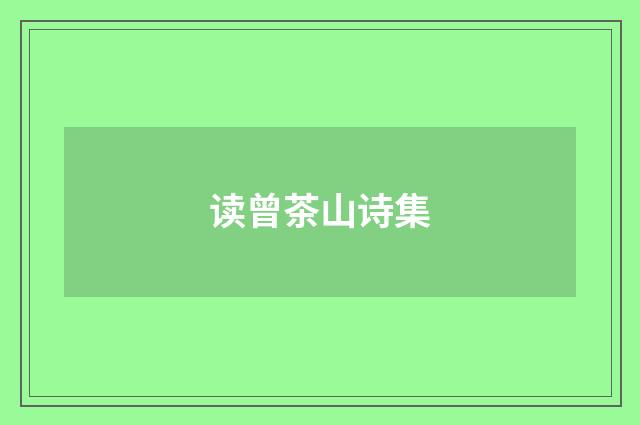 读曾茶山诗集