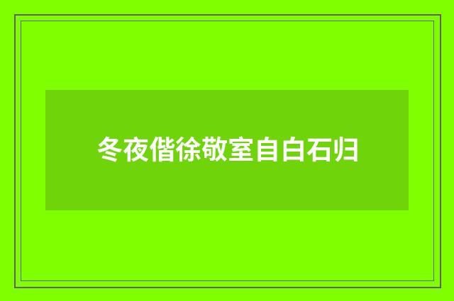 冬夜偕徐敬室自白石归