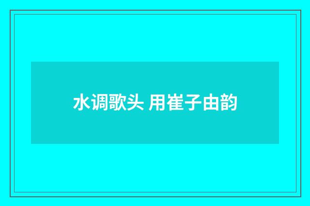 水调歌头 用崔子由韵