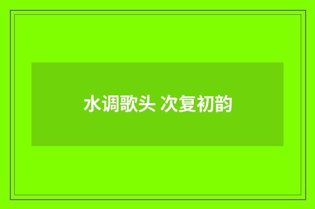 水调歌头 次复初韵