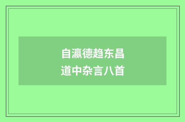 自瀛德趋东昌道中杂言八首