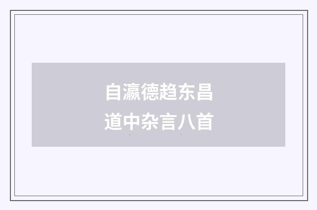 自瀛德趋东昌道中杂言八首
